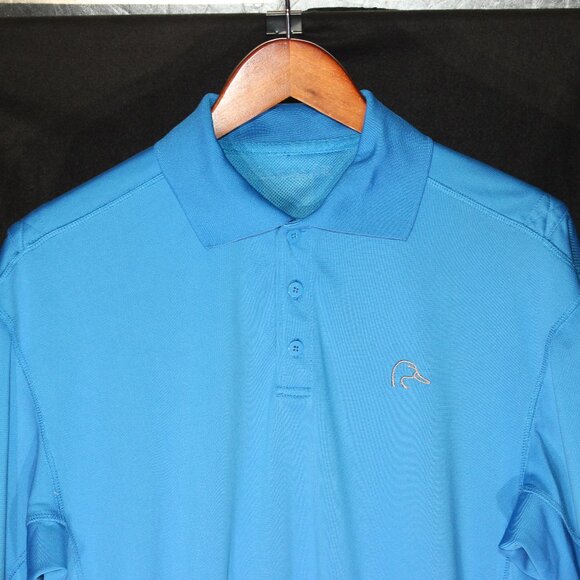 Ducks Unlimited Polo Shirt Blue Polyester Stretch Fast 75th Anniversary - Sz XL - Picture 1 of 8